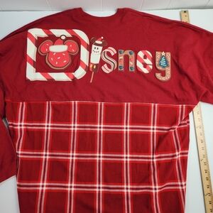 Disney ADULT Spirit Jersey Walt Disney World Holiday Plaid Long Sleeve Sz XXL